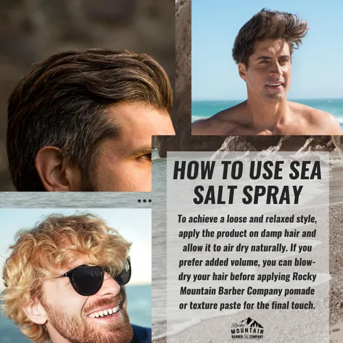 Vista 3 de Rocky Mountain Barber Company Spray de sal marina para hombres, añade volumen, textura y sujeción ligera para todo tipo de cabello, mezcla triple