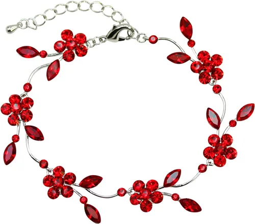 Vista 25 de Faship - Juego de collar y aretes con cristales de imitación florales AB