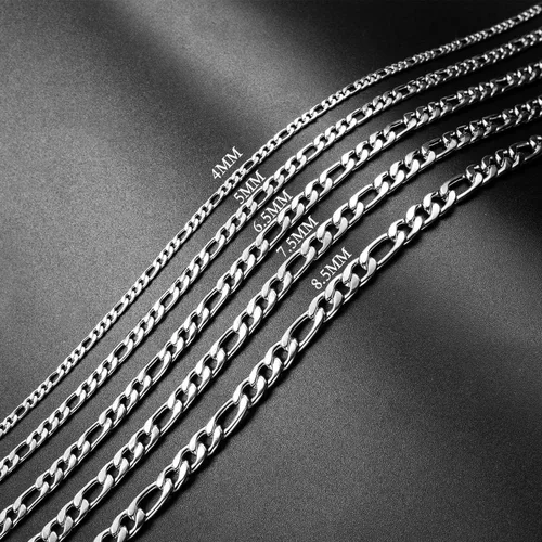 Vista 8 de SANNYRA Figaro - Collar de cadena de acero inoxidable para hombres y mujeres