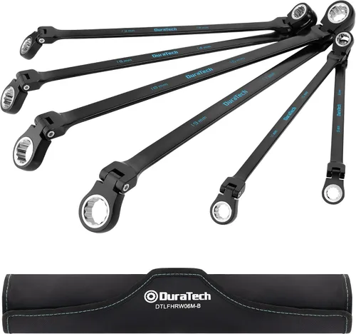Vista 11 de DURATECH Llave de trinquete extralarga de cabeza flexible 8 * 9 mm, métrica, acero CR-V