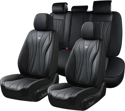 Vista 32 de Coverado Funda de asiento de automóvil, funda de asiento delantero para automóvil, protector de asiento de automóvil de cuero impermeable, fundas