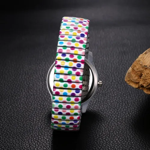 Vista 6 de Lancardo Reloj de banda elástica para mujer Bohemia elástica analógica cuarzo gran número blanco reloj de pulsera fácil de leer cumpleaños Navidad