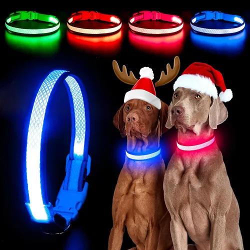 Vista 26 de YFbrite Collar LED para perro XS, ligero collar para gato, cómodo collar de cachorro iluminado, recargable por USB, luz de seguridad ajustable