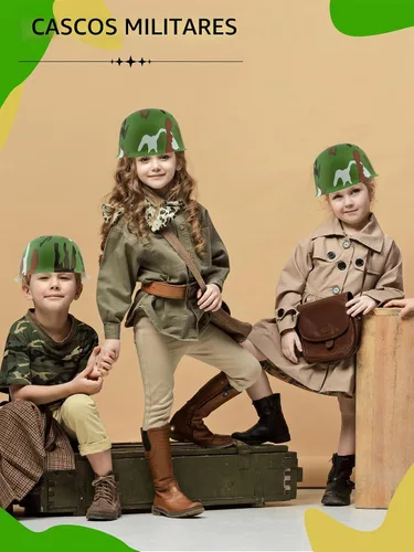 Vista 3 de 24 piezas de casco del ejército para niños, sombreros de camuflaje de plástico, gorra de soldado para adolescentes, accesorios de disfraz