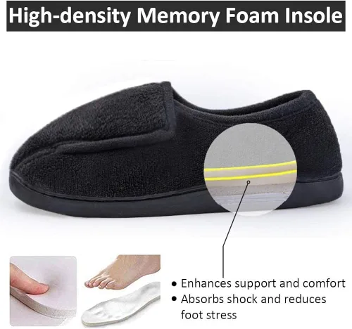 Vista 3 de Git-up Pantuflas para diabéticos de espuma viscoelástica para mujer, artritis, edema, ajustables, con puntera cerrada, con pies hinchados, cómodas