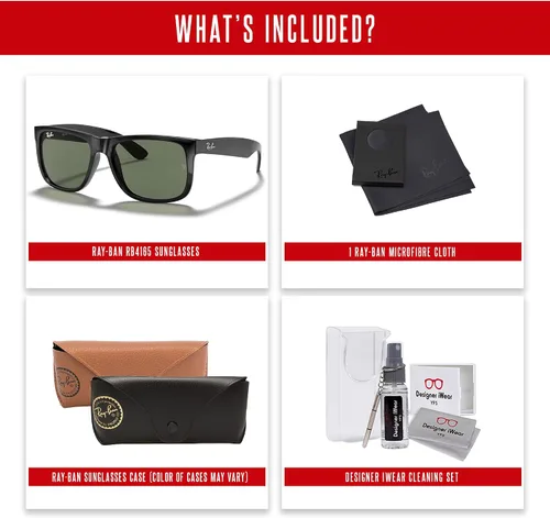 Vista 65 de Ray-Ban RB4165 JUSTIN Sunglasses For Men For Women+BUNDLE with ACCESSORY EYEWEAR KIT