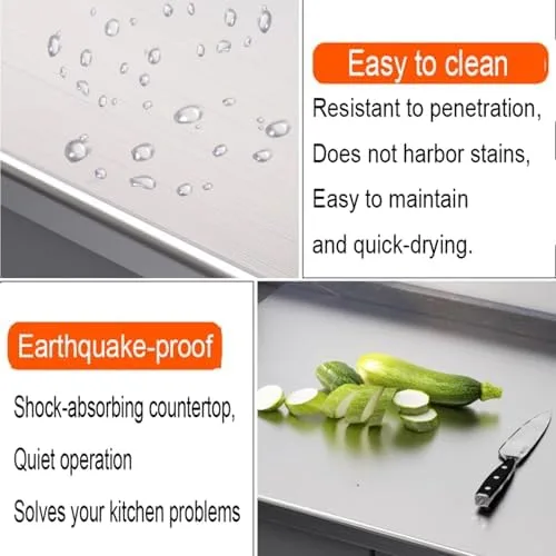 Vista 5 de Stainless Steel Cutting Board with Raised Edge - Durable Kitchen Food Prep & Baking Surface, Easy to Clean, Non-Slip, Perfect for Chopping & Meal