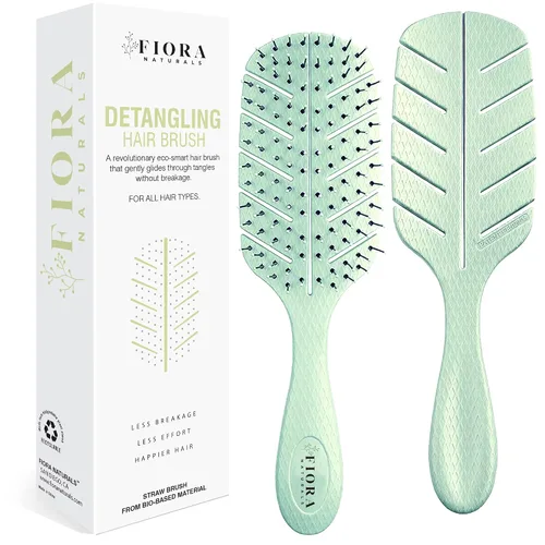 Vista 16 de Cepillo Desenredante de Fiora Naturals - Cepillo desenredante 100% ecológico con cerdas ultrasuaves - Se desliza a través de los enredos