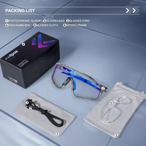 Vista 5 de KAPVOE Gafas de ciclismo fotocromáticas para hombres y mujeres, gafas de sol deportivas, marco de decoloración HD, gafas de bicicleta K76