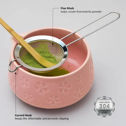 Vista 4 de Juego de batidor de matcha, kit de matcha regalos para los amantes Rosa