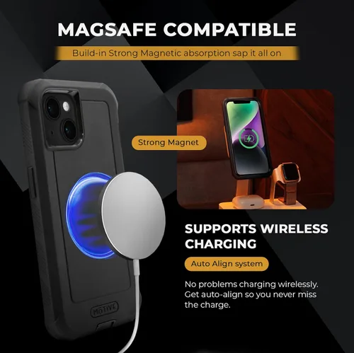 Vista 2 de MOTIVE Funda diseñada para iPhone 15 con clip para cinturón, funda magnética compatible con Magsafe, resistente y protección de grado militar
