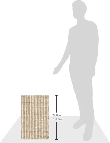 Vista 2 de SAFAVIEH Natural Fiber Collection - Alfombra decorativa de 2 x 3 pies, natural y marfil, hecha a mano, yute a rayas, ideal para zonas de alto