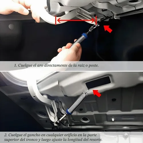 Vista 3 de Muelle de metal para maletero de coche, 2 piezas ajustables, muelle de elevación automática para maletero, accesorio universal de elevación en acero