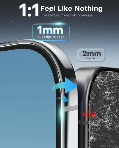 Vista 6 de OMOTON Protector de pantalla de privacidad para iPhone Air [Aplicación sin fallos], vidrio templado para iPhone 17 Air con dureza 9H+ y grado