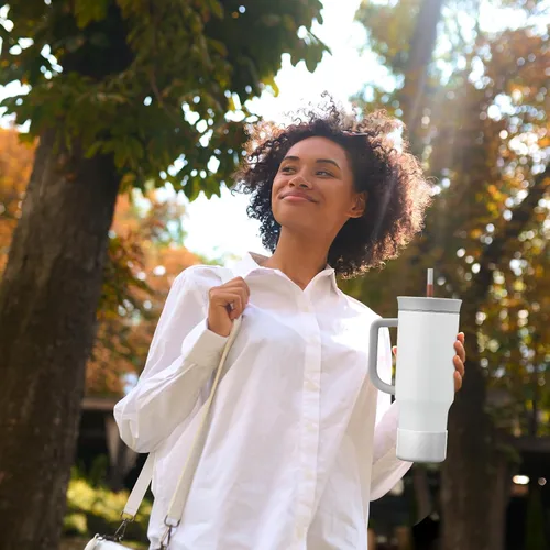 Vista 7 de Manga de silicona para el vaso Owala de 40 oz con asa, funda protectora antideslizante para accesorios de vasos térmicos de acero inoxidable