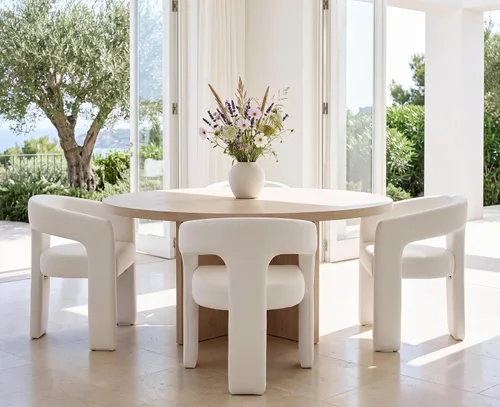 Vista 24 de RIVOVA Silla de comedor moderna de barril, silla lateral acolchada en lino con brazos cómoda para tocador, silla para comedor, sala de estar