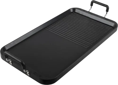 Vista 10 de Plancha superior para estufa de gas, sartén de doble quemador resistente a la deformación de 17 pulgadas, parrilla de aluminio antiadherente
