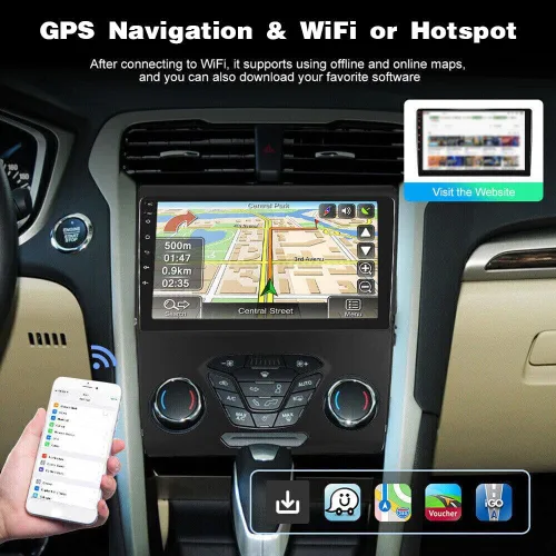 Vista 4 de Android 13.0 Doble DIN estéreo para coche para Ford Fusion 2013-2016 9 pulgadas HD pantalla táctil audio multimedia receptor con Carplay Android