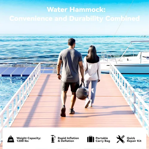 Vista 6 de Muelle flotante inflable redondo de 6 a 12 pies, anillo de flotador Sunchill, hamaca de agua para broncear flotadores de piscina con tela tejida