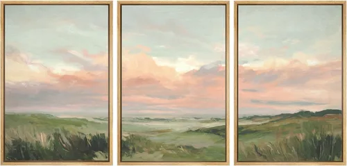 Vista 69 de SIGNWIN Lienzo enmarcado para pared, juego de arte abstracto de serenidad costera, ilustraciones abstractas junto al mar, arte moderno, decorativo