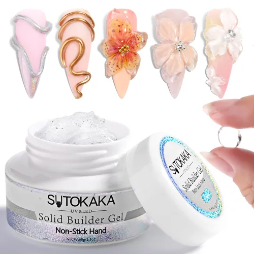Vista 8 de SUTOKAKA Gel constructor sólido para uñas, 1.06 oz transparente, no pegajoso, escultura 3D, modelado, tallado, gel duro, pegamento de extensión