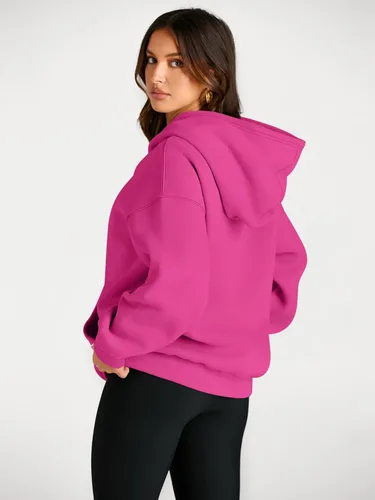 Vista 16 de Trendy Queen - Sudaderas extragrandes con capucha para mujer, suéteres de manga larga, sin botones, de vellón, de otoño, ropa de invierno
