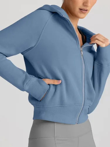 Vista 4 de Trendy Queen - Sudaderas con capucha y cremallera para mujer, sudaderas cortas de vellón, trajes de otoño, estilo informal, cómodas, Y2K, ropa