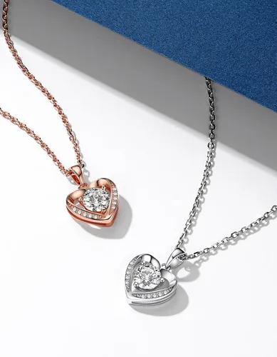 Vista 80 de MomentWish Collar de corazón para mujer, moissanita, diamante de imitación, plata de ley 925