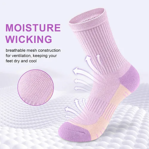 Vista 3 de Calcetines de compresión acolchados para mujer, para senderismo, correr, 3-5 pares