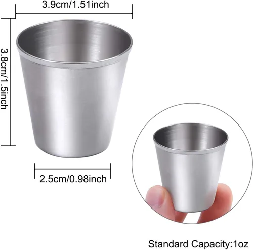 Vista 2 de Ruisita Vasos de chupito de acero inoxidable 12 vasos de chupito de acero inoxidable (1 onza/1.0 fl oz)