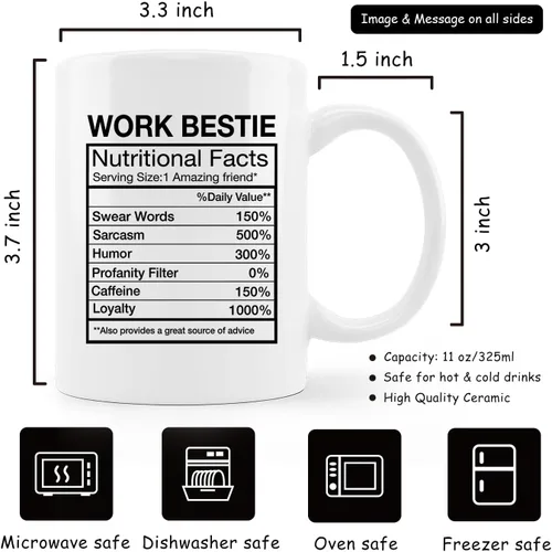 Vista 6 de Taza de café Work Bestie, compañero de trabajo de apoyo emocional, tazas divertidas para compañeros de trabajo, regalos de amistad en el trabajo