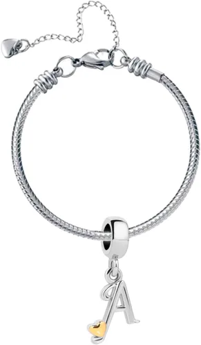 Vista 9 de Abalorio de letra inicial A-Z compatible con pulseras Pandora con nombre del alfabeto, regalo dorado, corazón, familia, cumpleaños, aniversario