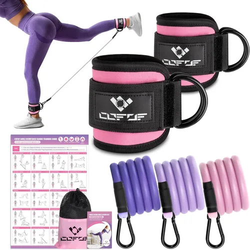 Vista 10 de Ankle Resistance Bands with Cuffs, Leg Exercise Equipment with Poster