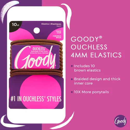 Vista 2 de Goody Ouchless - Elásticos para el cabello, sin tirones, sin roturas, sujeción sin enredos para cabello grueso, rizado, rizado y texturizado, 10