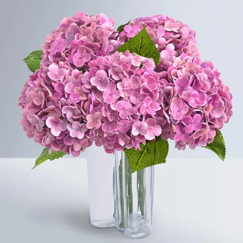 Vista 26 de Flores artificiales de hortensias de tacto real, 2 flores azules y 2 blancas de tacto real, flores de hortensias sintéticas de 21 pulgadas, flores
