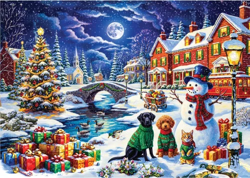 Vista 7 de Anatolian Puzzle - Colección de sellos de gato de Navidad, rompecabezas de 1000 piezas, #1103