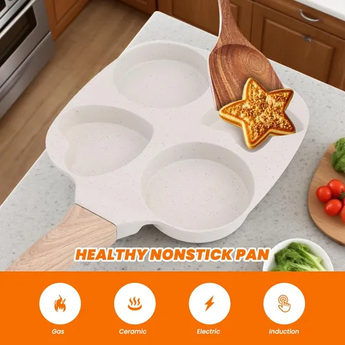 Vista 2 de Topyond Sartén para tortilla de huevos, sartén antiadherente para panqueques de 4 tazas, sartén para huevos, panqueques, crepes, compatible