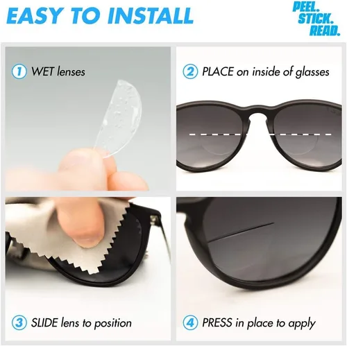 Vista 3 de StickTite Lenses Small 28mm stick-on bifocal lens, convert sunglasses into magnified bifocal reading glasses