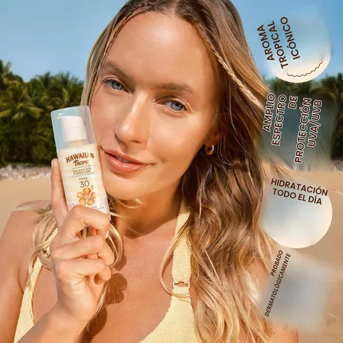 Vista 7 de Loción protector solar Hawaiian Tropic Weightless Hydration SPF 30 para rostro, 1.7 oz Loción protector solar de tamaño para viajar, elementos