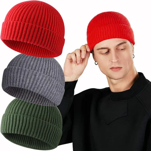 Vista 16 de ROYBENS Swag Wool Knit Cuff Short Fisherman Beanie for Men Women Winter Hat 1 albaricoque