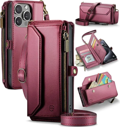 Vista 12 de Strapurs - Funda magnética desmontable para iPhone 15, color negro Compatible with Magsafe, Crossbody Wrist Strap, RFID Blocking 9-Card Holder