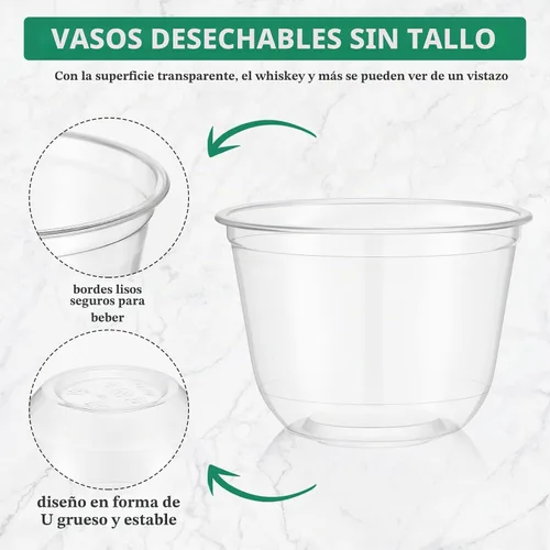 Vista 3 de Ziliny 100 copas de vino de plástico sin tallo, desechables, copas de vino de plástico para fiestas, bodas, cumpleaños, cócteles