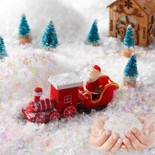 Vista 7 de Copos de nieve artificiales de nieve falsos con purpurina para nieve, decoración de nieve, confeti de nieve brillante de plástico, polvo de nieve