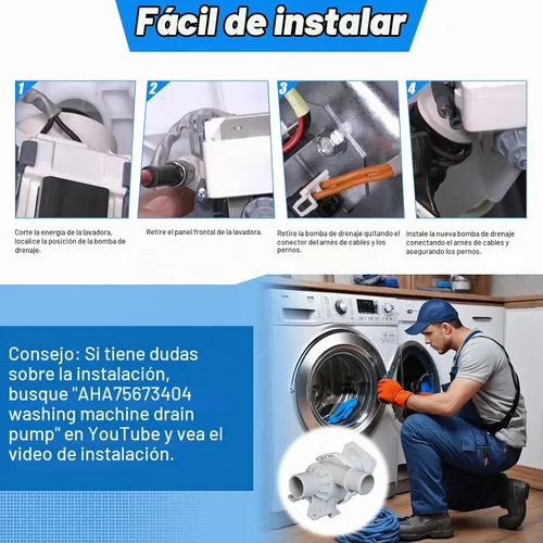 Vista 6 de LG AHA75673404 Reemplazo del conjunto de la bomba de drenaje de lavadora para bomba de drenaje LG