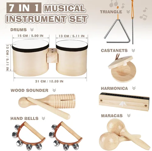 Vista 2 de Vanplay Juego de Batería para Niños - Juguetes para Regalos de Niños de 2 3 Años, Instrumentos Musicales para Niños Pequeños de 2-4, Regalos