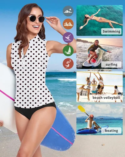 Vista 6 de WOWENY Camiseta de natación de manga larga UPF 50+ para mujer, con agujeros para el pulgar, protección solar UV, traje de baño sin parte inferior