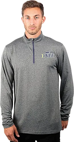 Vista 49 de Ultra Game Camiseta oficial de la NBA de manga larga con cremallera corta para hombre Gris Caliente Carbón