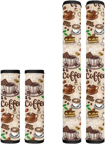 Vista 16 de Juego de 4 fundas protectoras de repuesto para manija de puerta de refrigerador con temática de té de la tarde para microondas, horno, refrigerador