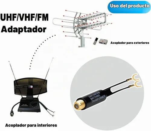 Vista 6 de Ancable 75 ohmios a 300 ohmios adaptador chapado en oro, transformador