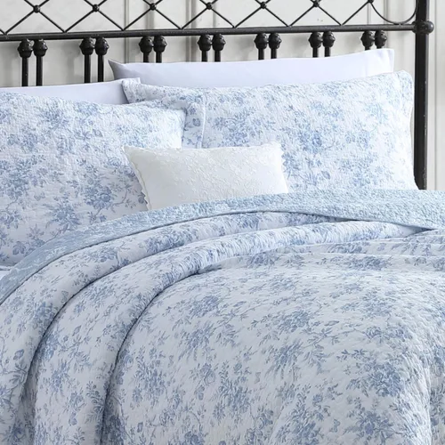 Vista 5 de Laura Ashley Home - Juego de edredón individual, ropa de cama reversible de algodón con flores, decoración del hogar para todas las estaciones